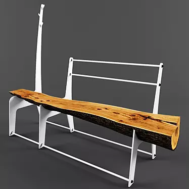 Tree Trunk Bench with Steel Frame 3D model image 1 