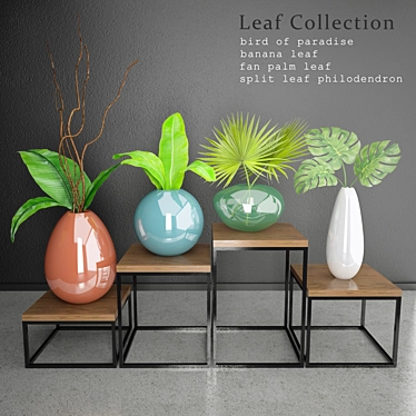 Nature's Embrace: Leaf & Vase 3D model image 1 