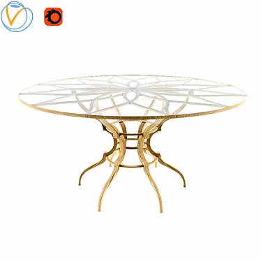 Sleek Acrylic Painted Round Dining Table 3D model image 1 