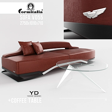 Aston Martin V055: Luxury Italian Four-Seater Sofa 3D model image 1 