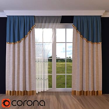 Sheer Window Curtain 3D model image 1 