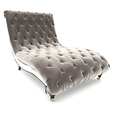 Elegant Silver Tufted Chaise 3D model image 1 