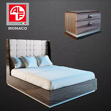 Elegant Monaco Bed Set 3D model image 1 