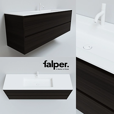 Sleek Falper Flat Sink with Viaveneto Pedestal 3D model image 1 