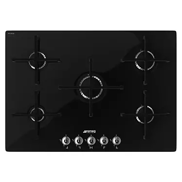 Sleek Black Smeg Gas Stove 3D model image 1 