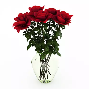 Elegant Red Rose Bouquet 3D model image 1 