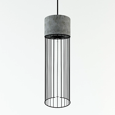 Industrial Concrete Cage Pendant Light 3D model image 1 