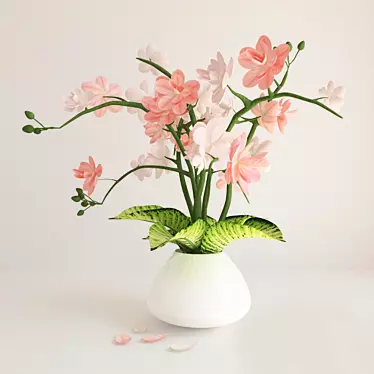 Elegant Pink White Blooms 3D model image 1 