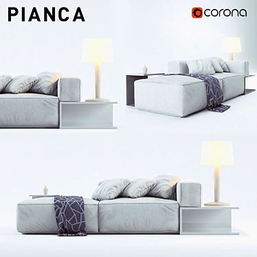 Modern Asymmetric Sofa: Pianca Insieme 3D model image 1 