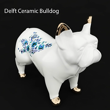 Delft Ceramic Bulldog: Stylish Table Decor 3D model image 1 