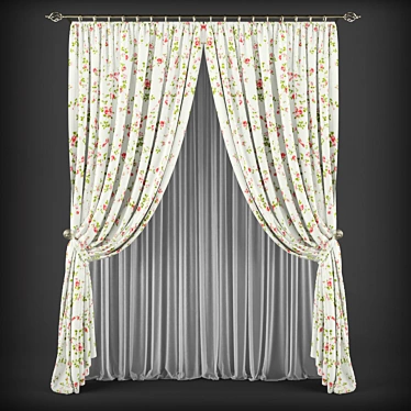 Charming Provence Curtains 3D model image 1 