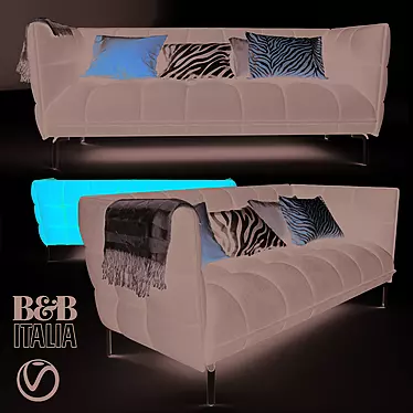 Sleek Metal & Fabric Sofa 3D model image 1 