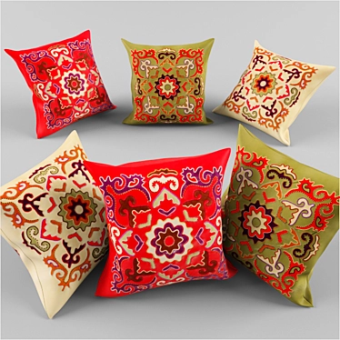 Handcrafted Sahtian Leather Pillows 3D model image 1 