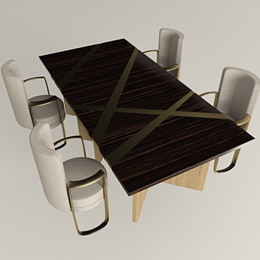 Elegant Dining Table Set 3D model image 1 