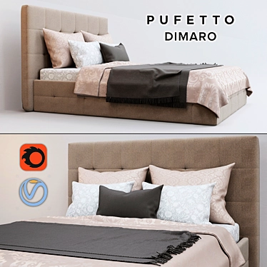 Luxury Pufetto Dimarо Bed 3D model image 1 