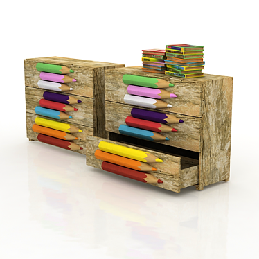 Colorful Pencil Kids Chest: Nature Design 3D model image 1 