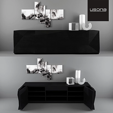 Modern Usona Sideboard: Sleek Design, Folding Doors 3D model image 1 