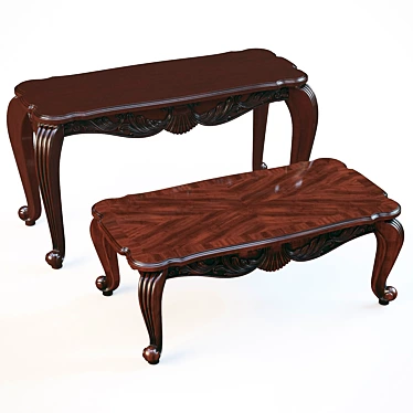 Elegant Shell and Leaf Sofa Table 3D model image 1 