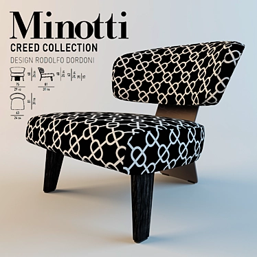 Elegant Minotti Creed Wood 3D model image 1 