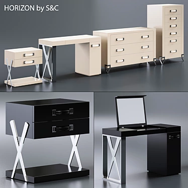 Elegant Horizon Bedroom Collection 3D model image 1 