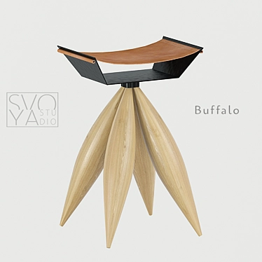 Buffalo Leather Barstool: Sleek and Stylish 3D model image 1 