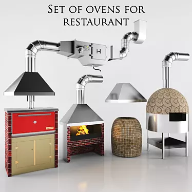 Professional Restaurant Oven Set 3D model image 1 