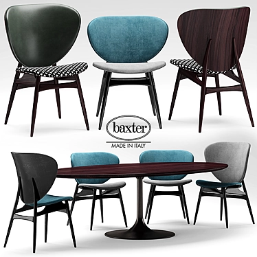 Baxter Table & Chairs Set 3D model image 1 