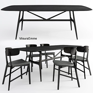 Modern Dining Set: Gaudi Table + Alina Chairs 3D model image 1 