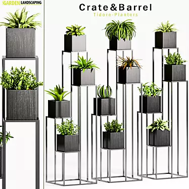 Quadrant Plant Stand with Planters 3D model image 1 