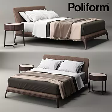 Poliform Kelly Bed and Nightstands 3D model image 1 