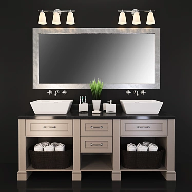 Sleek Bath Vanity Set 3D model image 1 