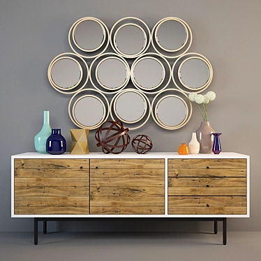 West Elm Console & Mirror Set 3D model image 1 