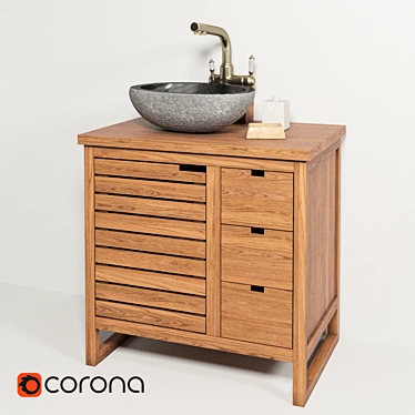Sink made of natural river stone Stone Teak House, cabinet Gourdon 80, mixer Lemark LM4861B