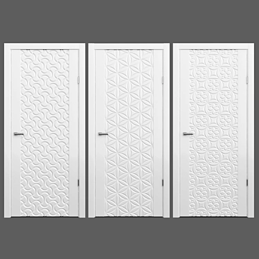 Modern White Doors with 3 Variants 3D model image 1 