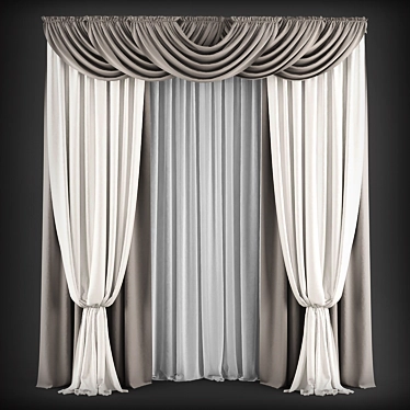 Elegant Classic Style Curtains 3D model image 1 