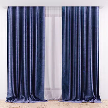 Silk Curtains Set with Additional Textures 3D model image 1 