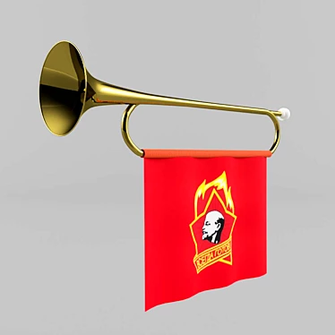  Soviet Pioneer Bugle 3D model image 1 