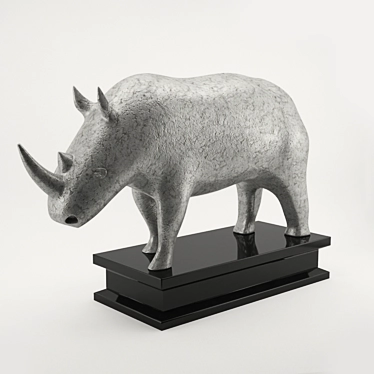 Metal Rhino Figurine 3D model image 1 