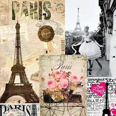 Parisian Vintage Collection: 125 Captivating French-themed Artworks 3D model image 1 