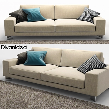 Elegant Italian Sofa: Square Collection 3D model image 1 