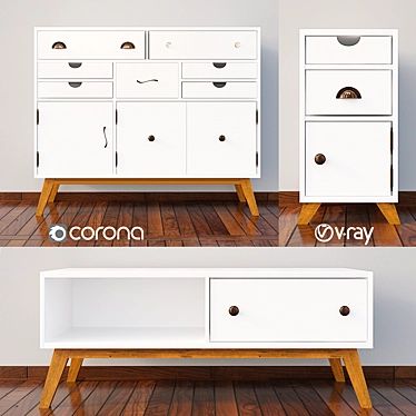 Lydia 03 White Mango Wood Chest 3D model image 1 