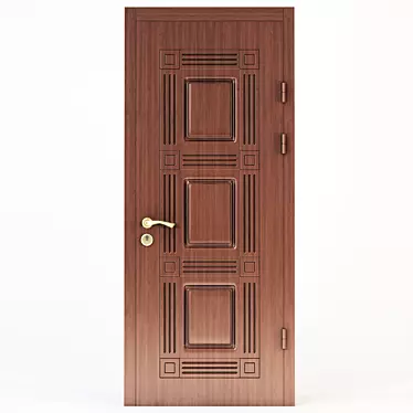 Elegant MDF Coated Steel Door 3D model image 1 