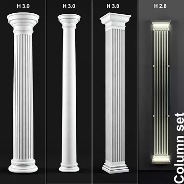 Set of 4 Elegant Columns 3D model image 1 