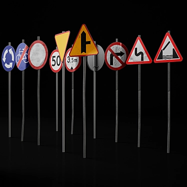 Urban Road Sign Set: Detailed Models with New & Distressed Versions 3D model image 1 