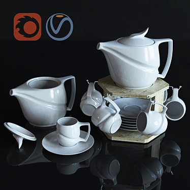 Elegant Tea Set for Delightful Moments 3D model image 1 