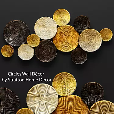 Luxury Gold Circles Wall Decor 3D model image 1 