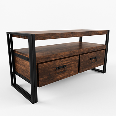 Rustic Wood and Iron Table 3D model image 1 