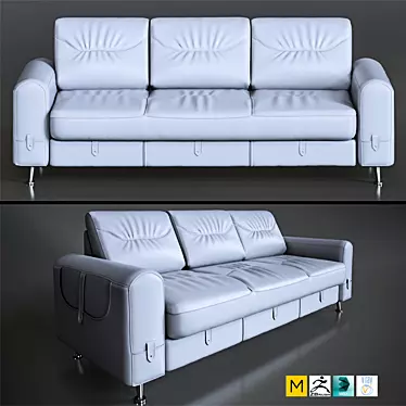 Modern Leather Sofa in Black 3D model image 1 