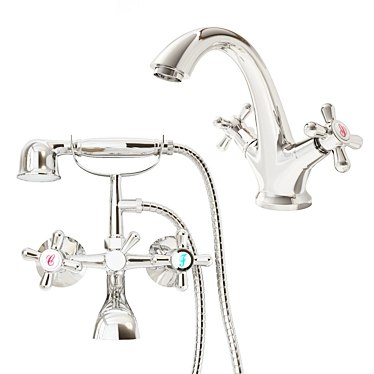 Elegant Vintage Faucet Set 3D model image 1 