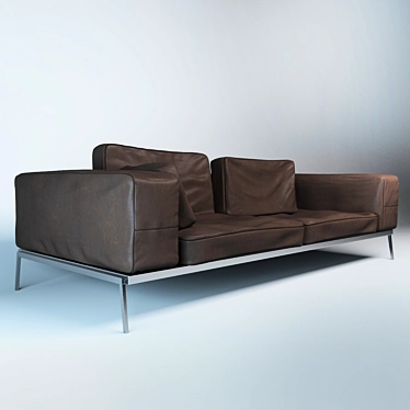 Luxury Leather Sofa 3D model image 1 